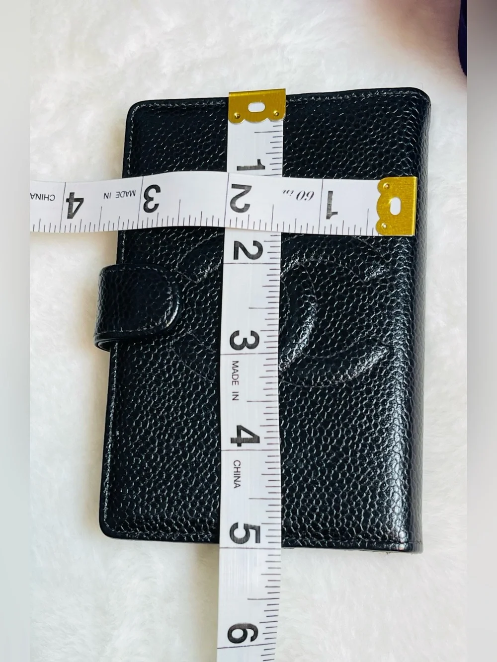 CHANEL Caviar Mini Agenda Black Quilted CC Logo Leather